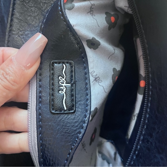 ESPE Vegan Leather Shoulder/ Messenger  Purse Tote Bag Blue And Denim - Picture 5 of 12